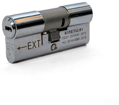 UAP Kinetica+ K4 3* Kitemarked Horizontal Euro Double Key Cylinder Door Lock - Advanced Home Security & Safety, Bio Key, 6-Pin, Anti-Bump, Anti-Drill (70mm 30EX-10-30 (35EX/35) (Nickel)
