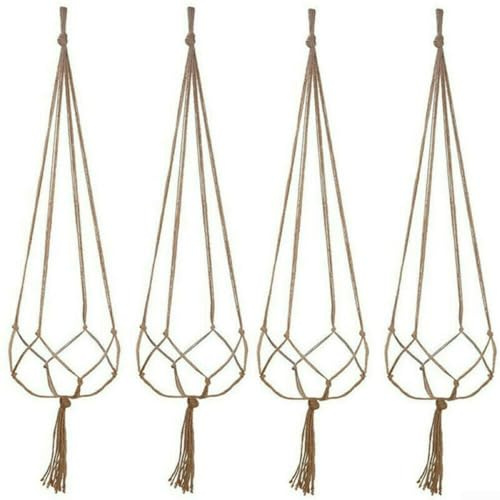 Solaughguy Lot de 6 suspensions pour plantes en macramé - Panier vintage en corde de coton - Pour pot de fleurs