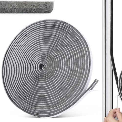 Joint Brosse Porte Coulissante Joint Fenetre Isolation Brosse Joints Moustiquaire 9x5mm 10M Bande de Brosses Autocollante Anti Poussière Vent Réduction du Bruit Pour Portes Fenêtres Placard