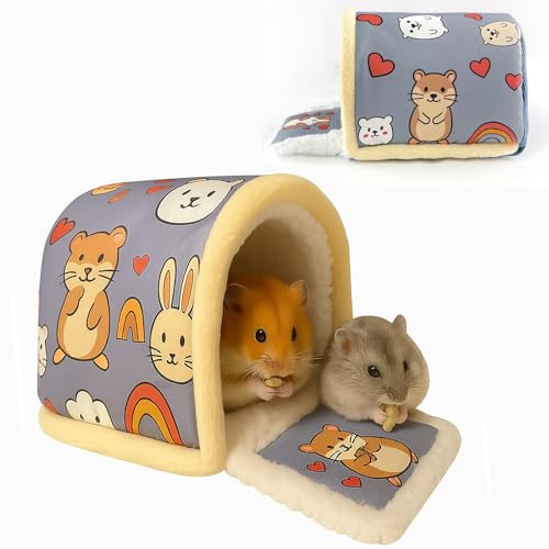 Colenumone Guinea Pig House - Cama y escondite para Conejillos de Indias, hámsters y Otros Animales pequeños de Felpa cálida | Acogedor Nido de Cueva para Dormir Lavable (S)