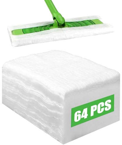 Lovava 64 Paños Desechables para Barrer en Seco, Compatibles con Swiffer Sweeper, Almohadilla de Limpieza en Seco para Fregar y Limpiar el Suelo
