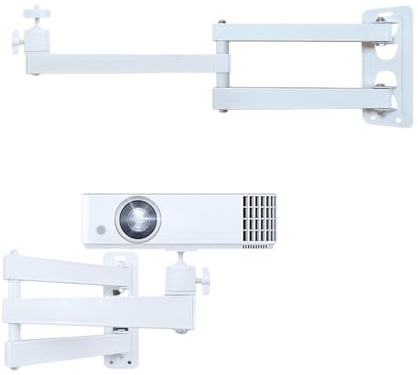 MxSplorion Support Mural pour Projecteur, Support Projecteur Pliable Pivotant à 360°, Métallique avec Interface Filetée 1/4 Pouce, Plafond Vidéoprojecteur Cinéma Maison, Salle De Jeux, Bureau, Blanc