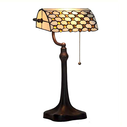 Lámpara de Mesa Estilo banquero Estilo Retro Art Stained Glass de 10 Lámpara de Escritorio de vidrieras Hecha a Mano Vintage para Sala de Estar Dormitorio Lámpara de banquero de Noche Decoración