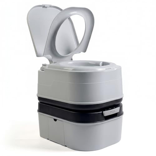 briebe Camp Toilette Portable 24L WC Chimique pour Camping-Car, Bateau et Voyage, Réservoir d'eau 20L, Pompe à Piston et Valve Anti-Odeur Facile à Nettoyer et à Vider, WC1195G