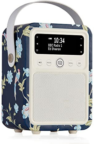 Laura Ashley Portable DAB Radio Alarm Clock - VQ Monty DAB+, FM Digital Radios with Bluetooth - Rechargeable Radios with Bluetooth Speaker - Dual Alarm Dab Radio Mains Powered - Elveden Navy