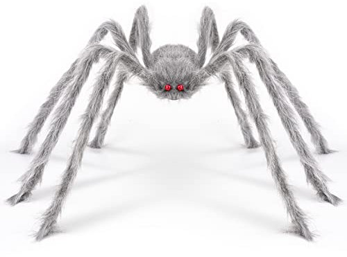 Halloween Deko Outdoor Große Spinne:50'' Gruselige Spinnen 60g Spinnennetze +10 Spinnen Garten Horror Dekorations Set, Riesenspinne für Tischdekoration Party Fenster Zubehör Outdoor Accessories
