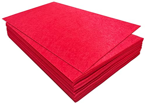 Jtnohx Stiff Felt Sheets, 32 Pcs Felt Fabric for Crafts, 17.78×28.7cm Colour Fabric Square for Art and Craft DIY Supplies(Red)