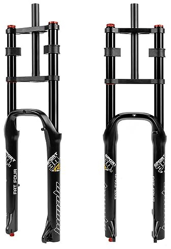 HIMALO 26'' Bike Fat Fork Downhill MTB Suspensión De Aire Horquilla Travel 160mm Straight Double Shoulder Fork Rebound Ajustable Manual Lock QR 9x135mm,MAX For 4.0'' Tire (Color : Black)