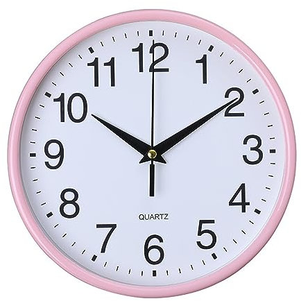 tinysiry Reloj de Pared Moderno de Cuarzo, Reloj de Pared Decorativo Redondo Vintage, Reloj Redondo con números Grandes para Colgar en la Pared para el hogar, la Cocina, la Oficina y la Escuela Rosa