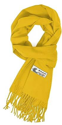 Glory Max Unisex Plain Solid Color Winter Scarf Cashmere Feel Soft Classic 72x12 (Yellow)
