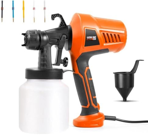 WYYHAA Paint Sprayer, 500W HVLP Spray Gun with 5 Nozzle Sizes & 3 Spray Patterns, Cleaning & Blowing Joints for Furniture, Cabinets, Etc(800ML),Red