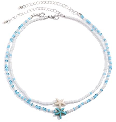 Wedity Starfish Turtle Beaded Choker Halsband Justerbara Smycken för Kvinnor Flickor, Taglia unica, Plast, Ingen ädelsten