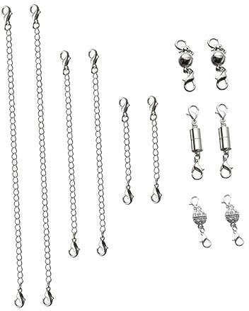 Hohopeti Clasp Necklace Extension Chain DIY Jewelry Making Supplies Silver Necklace Chain for Bracelet Keychain Sweater Anklet