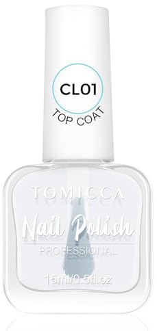 TOMICCA Top Coat - Quick Dry High Shine Clear Nail Polish, Strengthening & Durable Top Coat, 15ml/0.5 fl oz