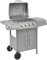IKAYAA Barbecue e Griglia a Gas 4+1Barbecue a Gas con 4 Fuochi Multifunzione Completo di Bruciatore Laterale Coperchio, Termometro, Griglia in Ghisa, Ruote E Struttura-Argento-Tipo 1