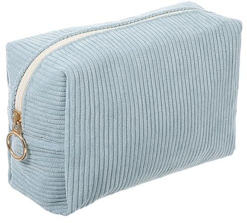 AOZUO Trousse de maquillage petite, trousse de maquillage de voyage pour femme avec fermeture éclair, grande capacité, trousse de maquillage, organisateur d'accessoires de voyage (bleu)