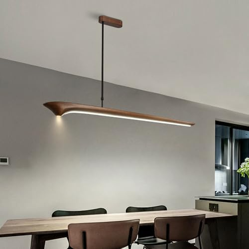 Led Pendelleuchten Esstisch Walnuss Lineare Hängelampe Dimmbar Mit Fernbedienung Esszimmerlampe Holz Pendelleuchte Höhenverstellbar Holzlampe Für Esszimmer Küche esstischlampe hängend (Walnuss, 120CM)