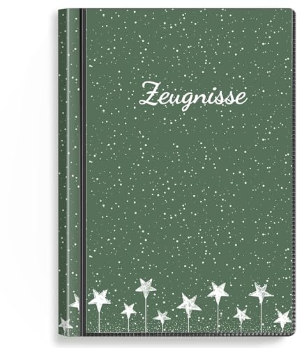 SKYDUE Carpeta de certificados con 30 fundas – Carpeta A4, carpeta de testimonios con fundas transparentes, carpeta de documentos para certificados, certificados y certificados (verde)