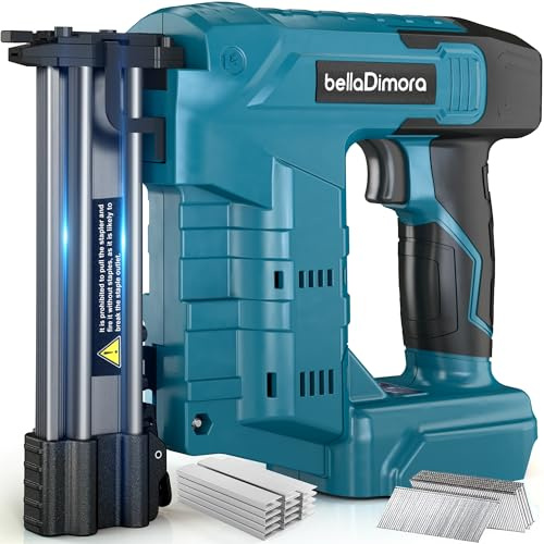 Clavadora inalámbrica de 18 GA para batería Makita de 18 V, pistola de clavos 2 en 1 y pistola de grapas con 1000 clavos y 1000 grapas, pistola de clavos alimentada por batería para mejoras del hogar