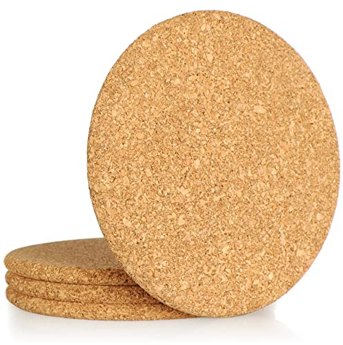 com-four® 4X Dessous de Plat Rond en liège, Ø 19 x 1 cm, Dessous de Plat | poêles - cuisine et ménage - résistant à la chaleur