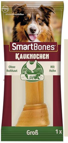 SmartBones Kauknochen Groß - Kausnack mit Huhn für große Hunde, Knochen mit weicher Textur, ohne Rohhaut, 1 Stück