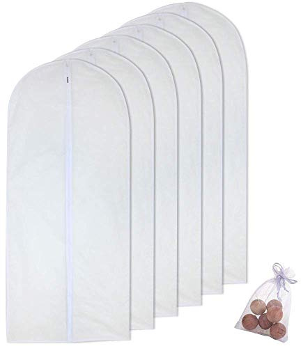 Borsa porta abiti Borsa lunga trasparente Sacchetti per indumenti antipolvere e antitarm (60cmx 153cm + Cedar Balls, White)