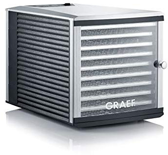 GRAEF DA510EU Dörrautomat in Silber mit Timeranzeige, Temperaturkontrolle, 30–70°C regelbar, übersichtliches Display, platzsparendes Schubladendesign
