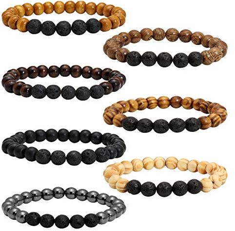 MILAKOO Lava Rock Stein Perlen ätherisches Öl Diffusor Armband für Männer Frauen Holz Perlen Armband