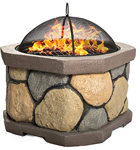 Homeology BOGOTA Bold Garden & Patio Heater Fire Pit Brazier and Barbecue with Eco-Stone Finish