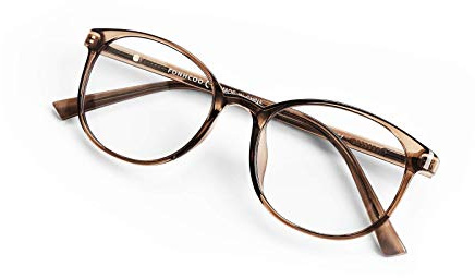 FONHCOO Blue Light Blocking Glasses Women Men TR90 Round Computer Eyeglasses (Coffee)