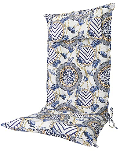 diMio Hochlehner Auflagen in 8 verschiedenen Designs in den Maßen ca. 120x47x6cm, inkl. bequemen Kissen für mehr Komfort (Butterfly, 1 Stück)