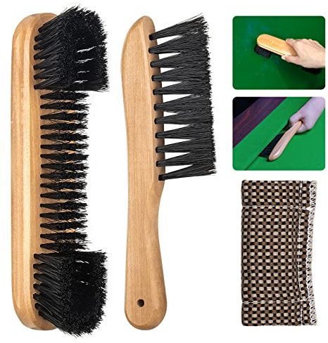 Adhafera Pool Table Brush Cleaner Kit with 3 Tools, Brush Made of Pure Solid Wood and Nylon Bristle, Snooker Accessories for Snooker Table