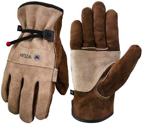 WZQH Leather Work Gloves for Men or Women. Medium Glove for Gardening, Tig/Mig Welding, Construction, Chainsaw, Farm, Ranch, etc. Cowhide, Cotton Lined, Utility, Firm Grip, Durable. Coffee-grey M