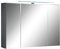 Spiegelschrank mit LED-Beleuchtung - Grau - 3-türig - mit Steckdose und Lichtschalter - BxHxT: 99x70x21 cm - Badezimmerschrank Badschrank Hängeschrank