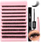 Kit Extension Cils Individuels 3D Effect Clusters Lashes Kit D Curl 80D 0.07 MIX8-16 Faux Cils Individuel Kit Extensions de Cils avec Cils Applicateur Déménageur de Cils Bond et Seal(3D-80D)