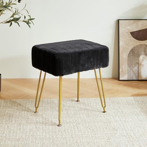 IBUYKE trucco vanità sgabello velluto rettangolare poggiapiedi nero L/G-51B