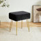 IBUYKE Velvet Rechteckiger Fußstützenstuhl Ottoman, Make-up Eitelkeits Hocker Beistelltisch, Samt Schminktisch Sitz, Pouf Couch Hocker, Goldene Stahlbeine, schwarz L/G-51B