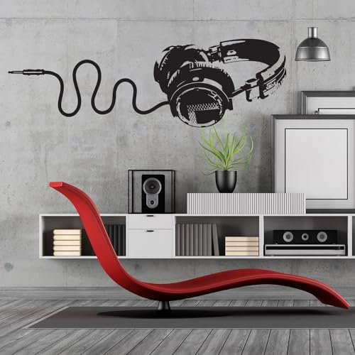 Autocollant mural en vinyle pour chambre d'adolescent garçon Motif musique 118 x 30 cm