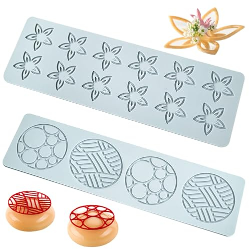 Tuille Molds 2Pcs Flower & Geometric Tuile Molds Silicone Lace Molds for Cake Decorating DIY Easy Release Food Grade Baking Molds for Food Dessert, Silicone Molds for Food, Tuille Molds