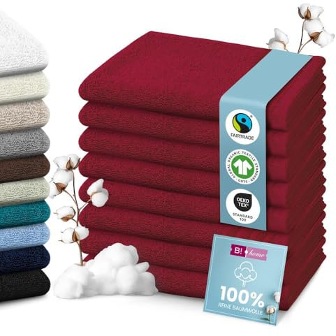 B!HOME 4er Set Premium Handtücher [100% Baumwolle] 50x100 cm, Bordeaux/rot/Handtücher Weich, Saugstark & Pflegeleicht/Handtuch Perfekt für Bad, Gym & Reisen