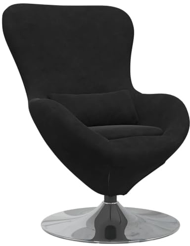 vidaXL Poltrona uovo Nero Velluto, Poltrona Moderna in Velluto, Sgabello Girevole Elegante, Comodo Sedile per il Soggiorno, Arredo Interno Chic