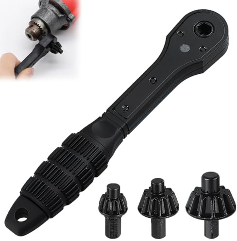LUYJWZN Drill Chuck Ratchet Wrench, Universal Ratchet Drill Chuck Key Wrench, Double Head Chuck Key Replacement Tool, Compatible with Most Electric Drills and Power Tools (1 Set)