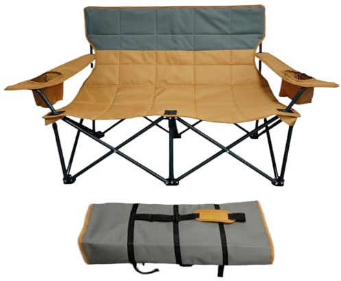 Opilroyn Double Camping Chair | Double Camping Chair - Breathable Foldable Portable Sun Lounger for Outdoor Patio Balcony Garden Pool and Lawn