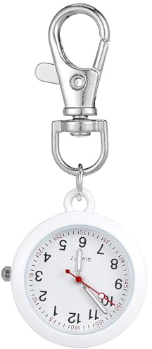 Homoyoyo Clip On Pocket Watch: Nurse Glow Pointer Watch with Clip and Lapel Option Nurses Fob Hand for Women Unisex Hanging Digital Fob for Doctors(White)
