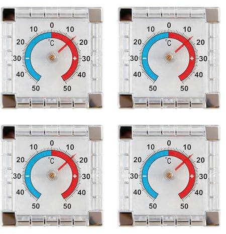 4PCS Outside Self-Adhesive Window Door Thermometer, Weatherproof Outside Thermometer for Windows and Doors, Clear Display Outdoor for Accurate Temperature Reading