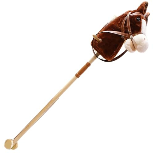 Stickhäst med realistiska ljudeffekter plysch 39 hög Halloween Hobbyhäst med hjul och trästolpe halkfritt handtag ridleksak för barngåvor, brun