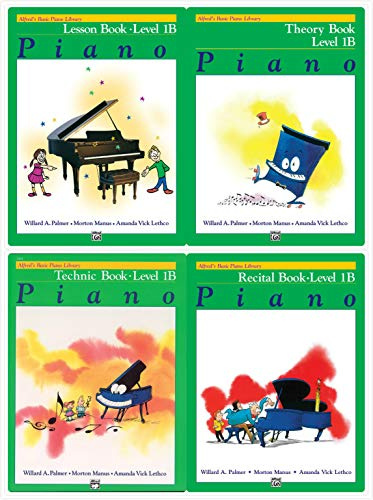 Alfred's Basic Piano Library: Level 1B Books Set (4 Books) - Lesson Book 1B, Theory Book 1B, Technic Book 1B, Recital Book 1B
