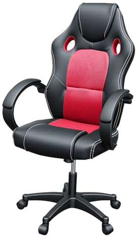 Gaming Chair, Racing Style Office High Back Ergonomic Conference Work Chair Reclining Computer PC Swivel Desk Chair with Lumbar Support&Adjustable Task Gas lift PU Leather (Red)