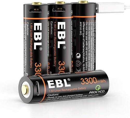 EBL Pilas Recargables AA 3500mWh Alta Capacidad con USB, Pilas AA Precarga y Baja Autodescarga Pilas 3500mWh (NO 3500mAh)