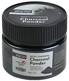 BRUSTRO Poudre de charbon comprimé pour artistes 100 ml | Ton noir le plus riche, idéal pour la superposition, l'ombrage, le dessin, les croquis, l'art mixte, les étudiants en beaux-arts, les